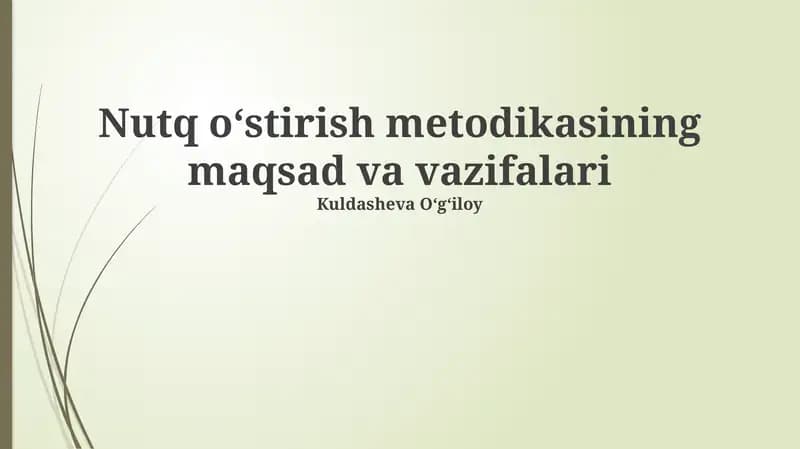 Nutq o'stirish metodikasi