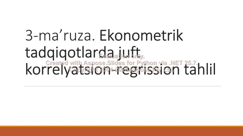 Ekonometrik tadqiqotlarda juft korrelyatsion-regrission tahlil