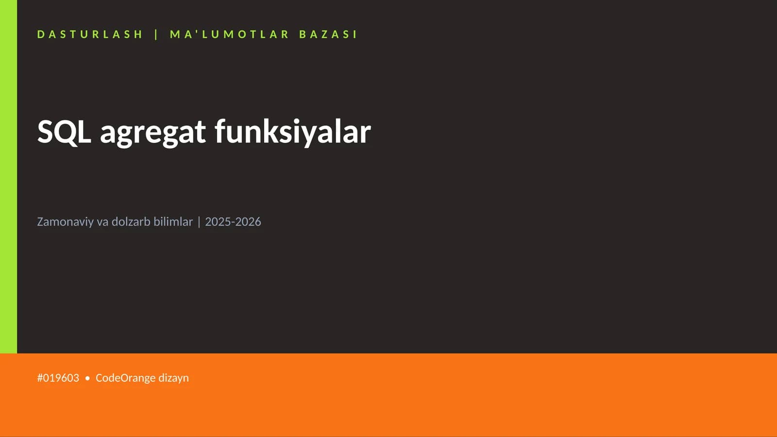 SQL agregat funksiyalar