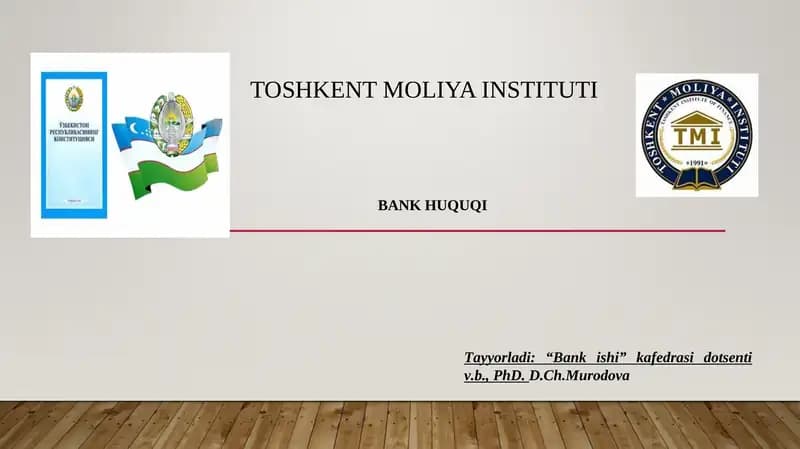 BANK OPERATSIYALARI VA BANK BITIMLARI, BANKLARDA HISOB-QITOB MUNOSABATLARINING HUQUQIY ASOSLARI