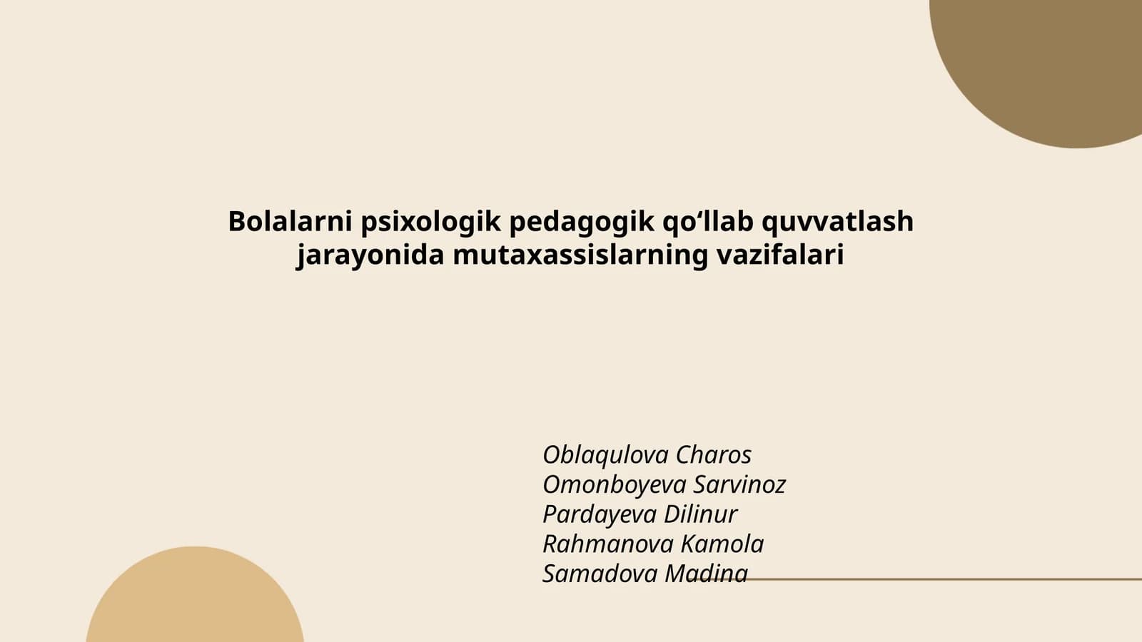 Bolalarni psixologik pedagogik qoʻllab quvvatlash jarayonida mutaxassislarning vazifalari