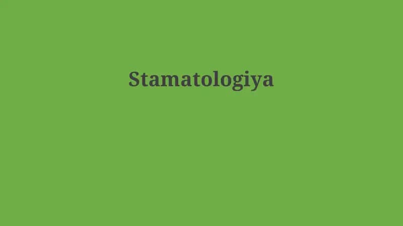 Stomatologiya