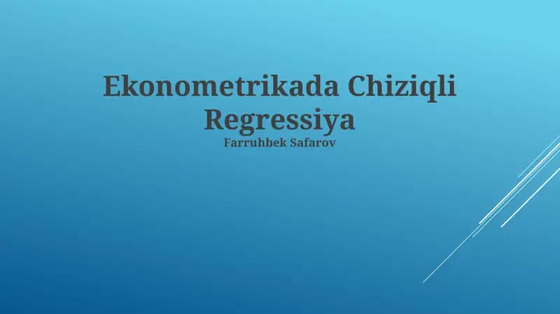 Ekonometrikada Chiziqli Regressiya