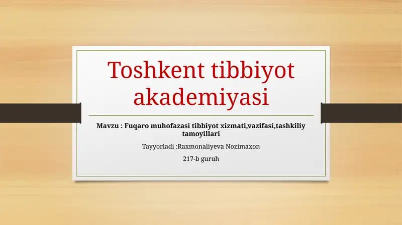 Fuqaro muhofazasi tibbiyot xizmati, vazifasi, tashkiliy tamoyillari.