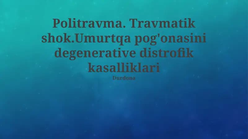 Umurtqaning degenerativ-distrofik kasalliklari