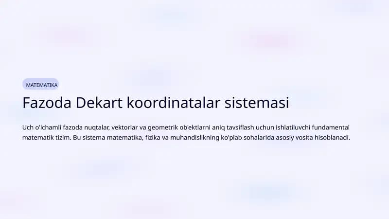 Fazoda Dekart koordinatalar sistemasi