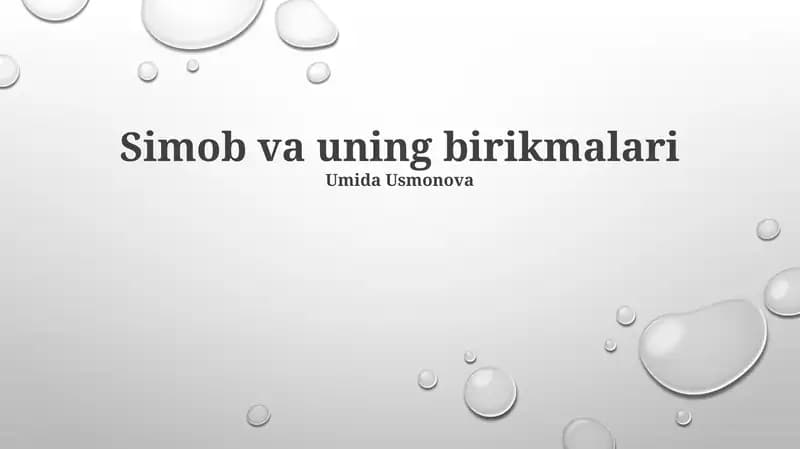 Simob va uning birikmalari