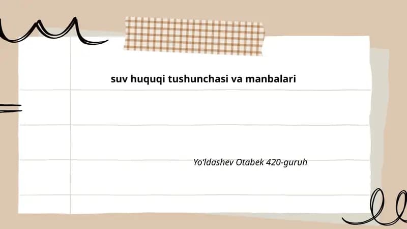 Suv huquqi tushunchasi va manbalari
