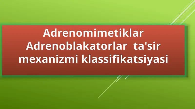 Adrenomimetiklar Adrenoblakatorlarta'sirmexanizmiklassifikatsiyasi