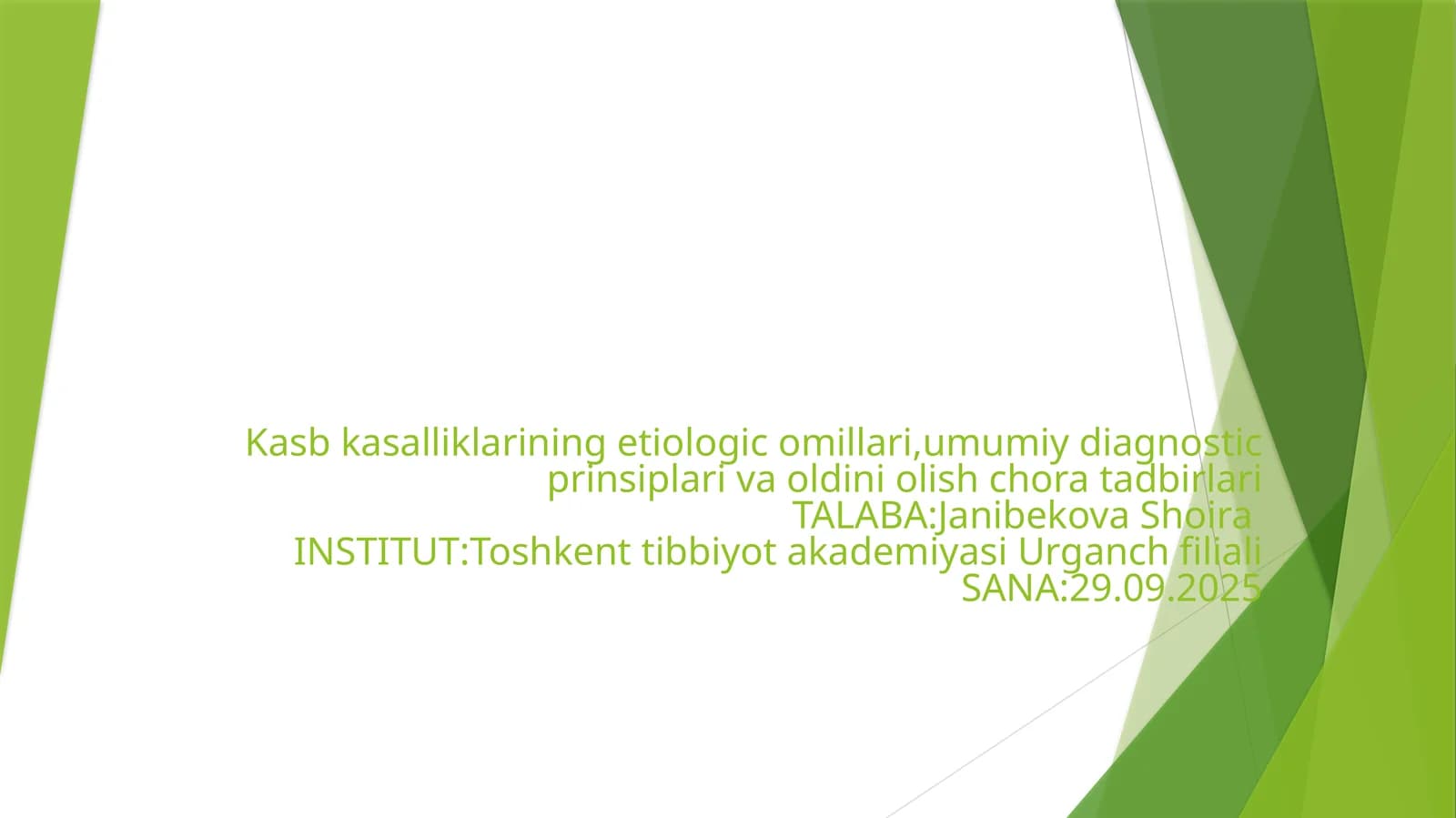 Kasbkasalliklarining etiologic omillari
