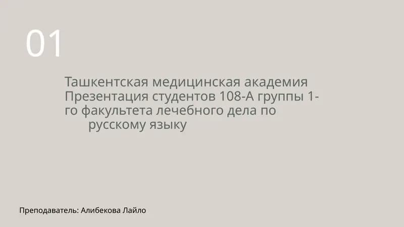 Презентация студентов 108-A группы 1-го факультета лечебного дела по русскому языку
