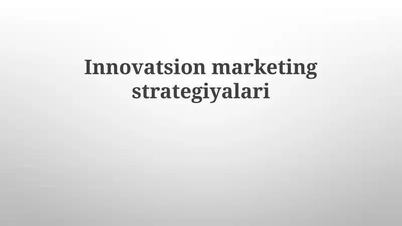 Innovatsion marketing strategiyalari