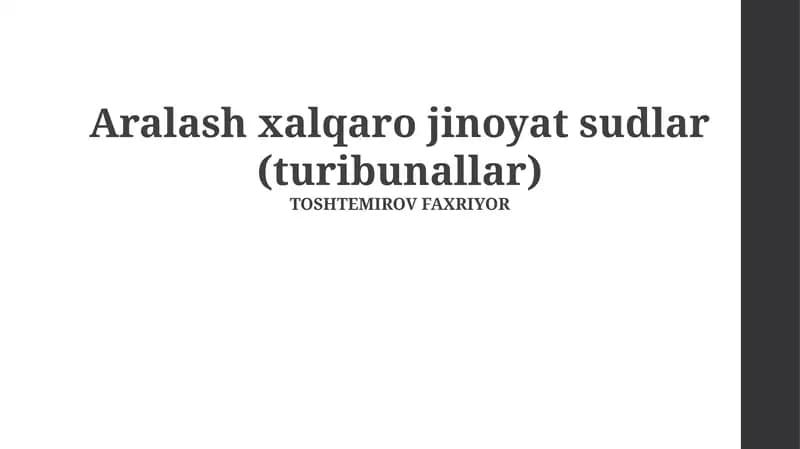 Aralash xalqaro jinoiy sudlar (tribunallar)