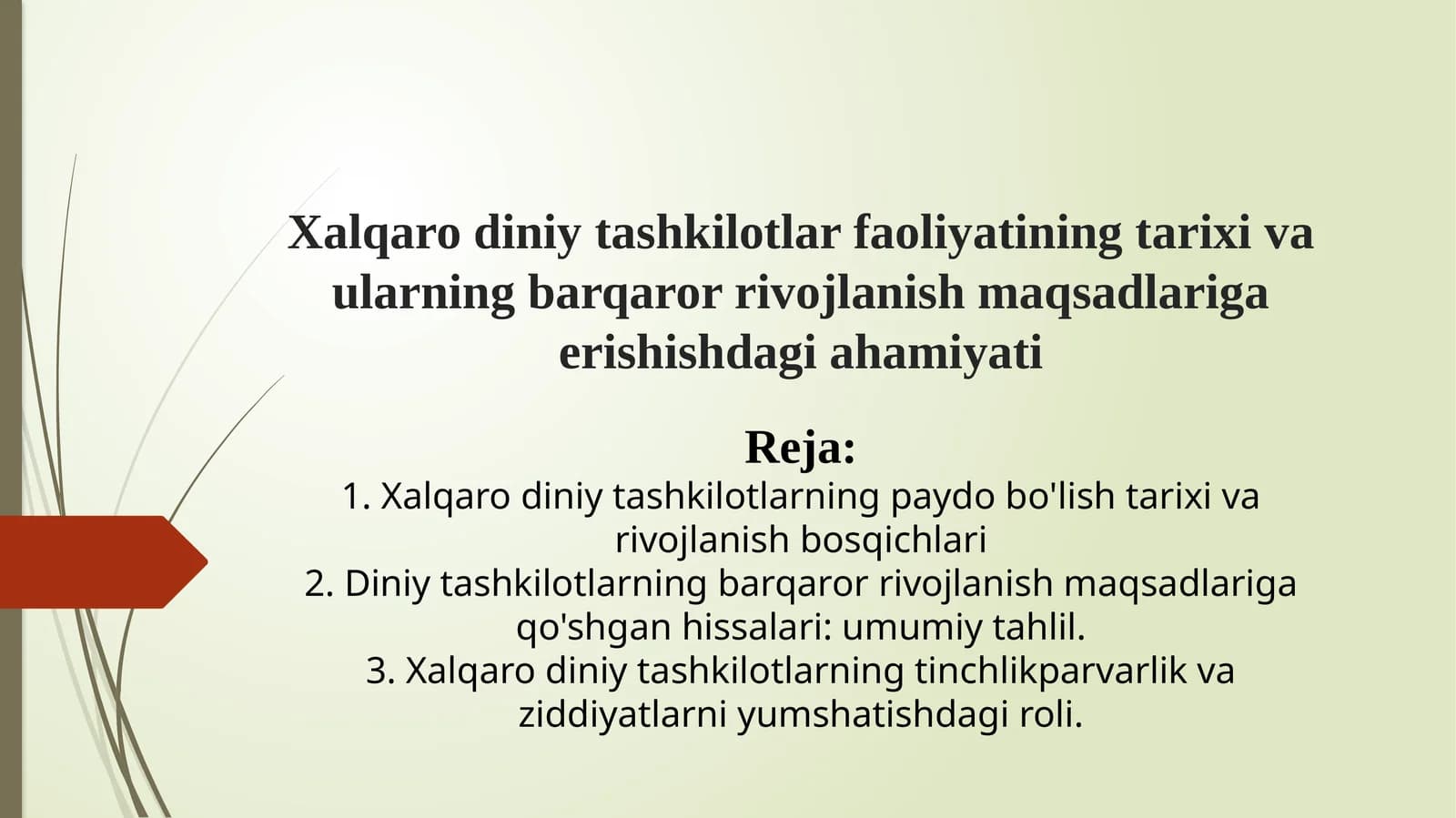 Xalqaro diniy tashkilotlar faoliyatining tarixi va ularning barqaror rivojlanish maqsadlariga erishishdagi ahamiyati