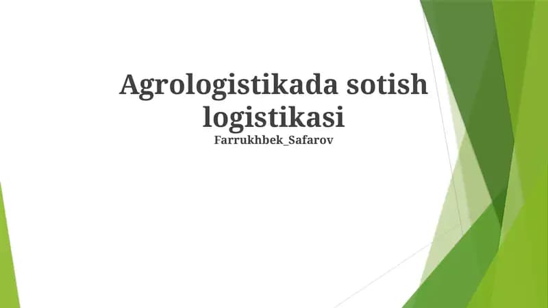 Agrologistikada sotish logistikasi