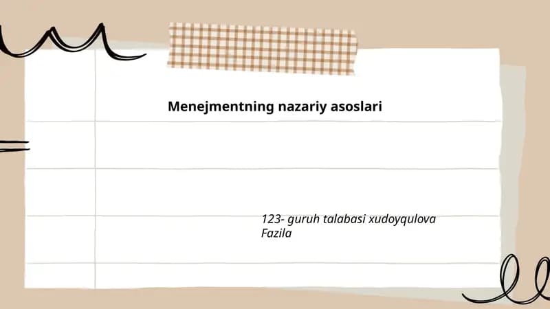 Menejmentning nazariy asoslari