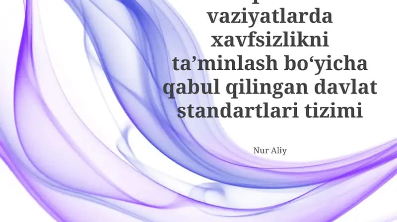 Favqulodda Vaziyatlarda Xavfsizlikni Ta’minlash bo‘yicha Qabul qilingan Davlat Standartlari Tizimi