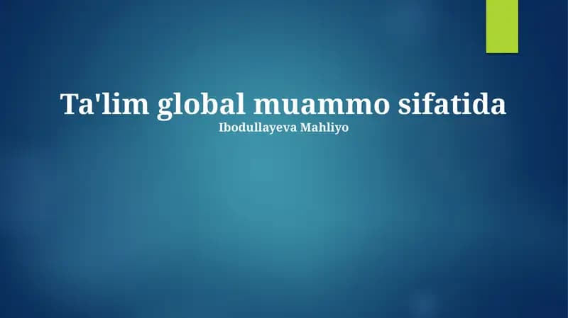 Ta'lim va ijtimoiy adolat