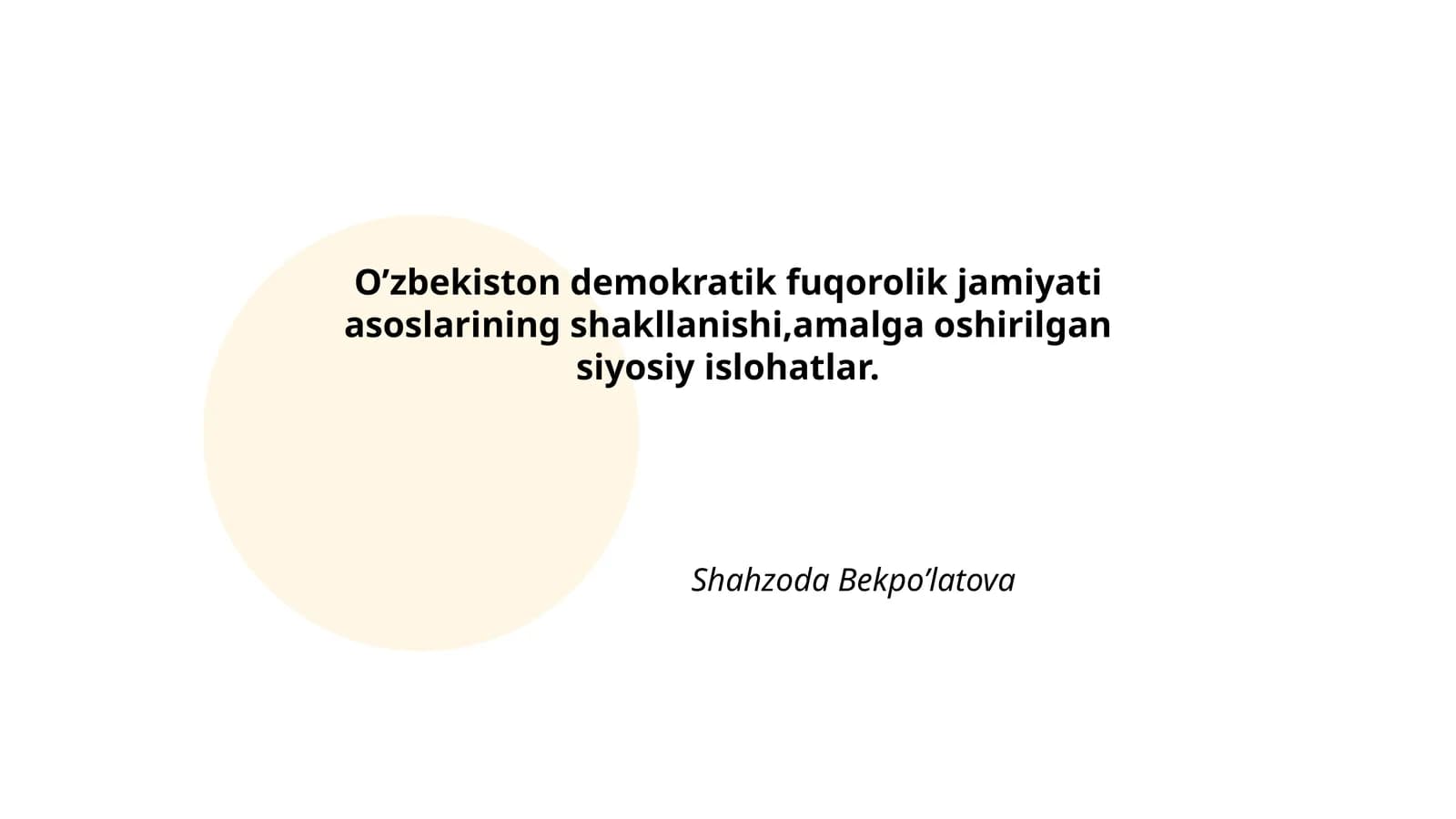 O'zbekiston demokratik fuqorolik jamiyati asoslari