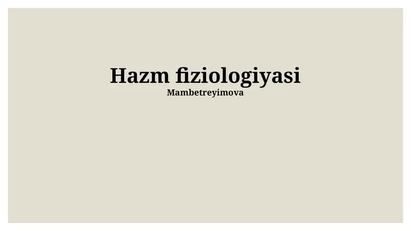 Hazm fiziologiyasi