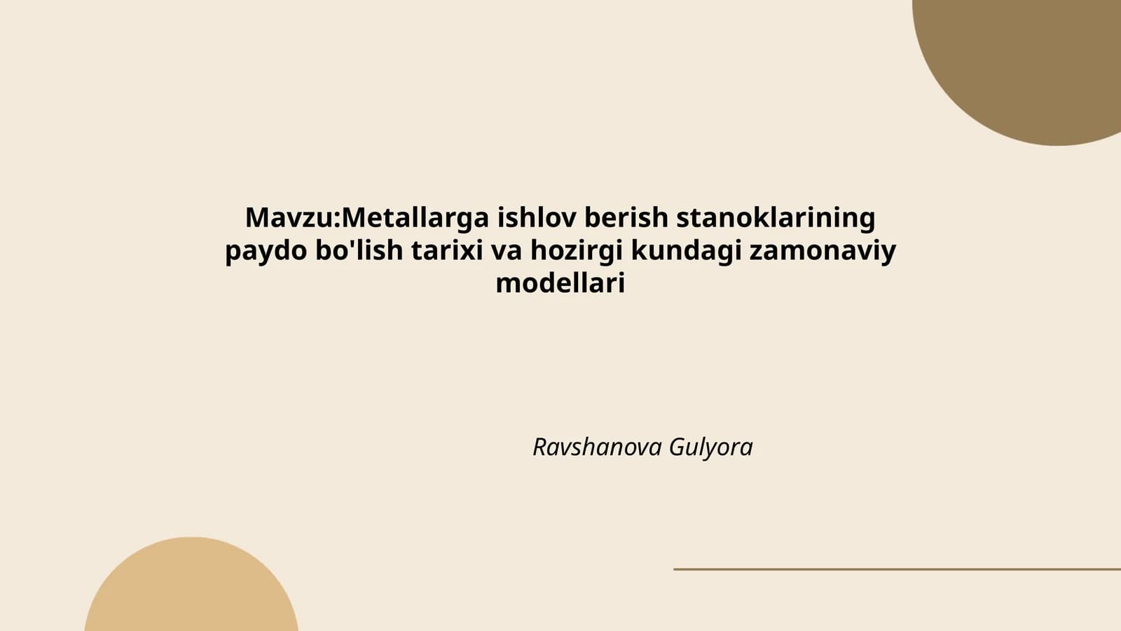 Metallarga ishlov berish stanoklari