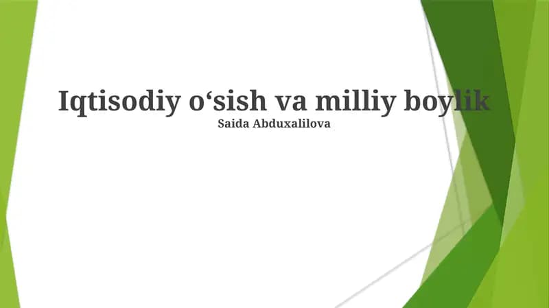 Iqtisodiy oʻsish va milliy boylik