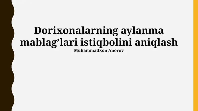 Farmatsevtika bozorida aylanma mablag'larni boshqarishning asosiy tendentsiyalari