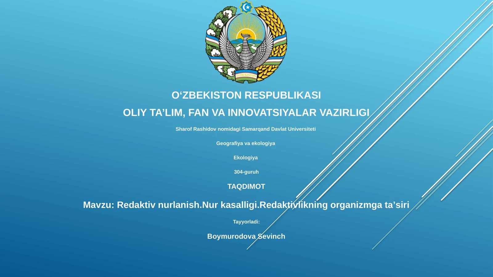 Redaktiv nurlanish.Nur kasalligi.Redaktivlikning organizmga taʼsiri