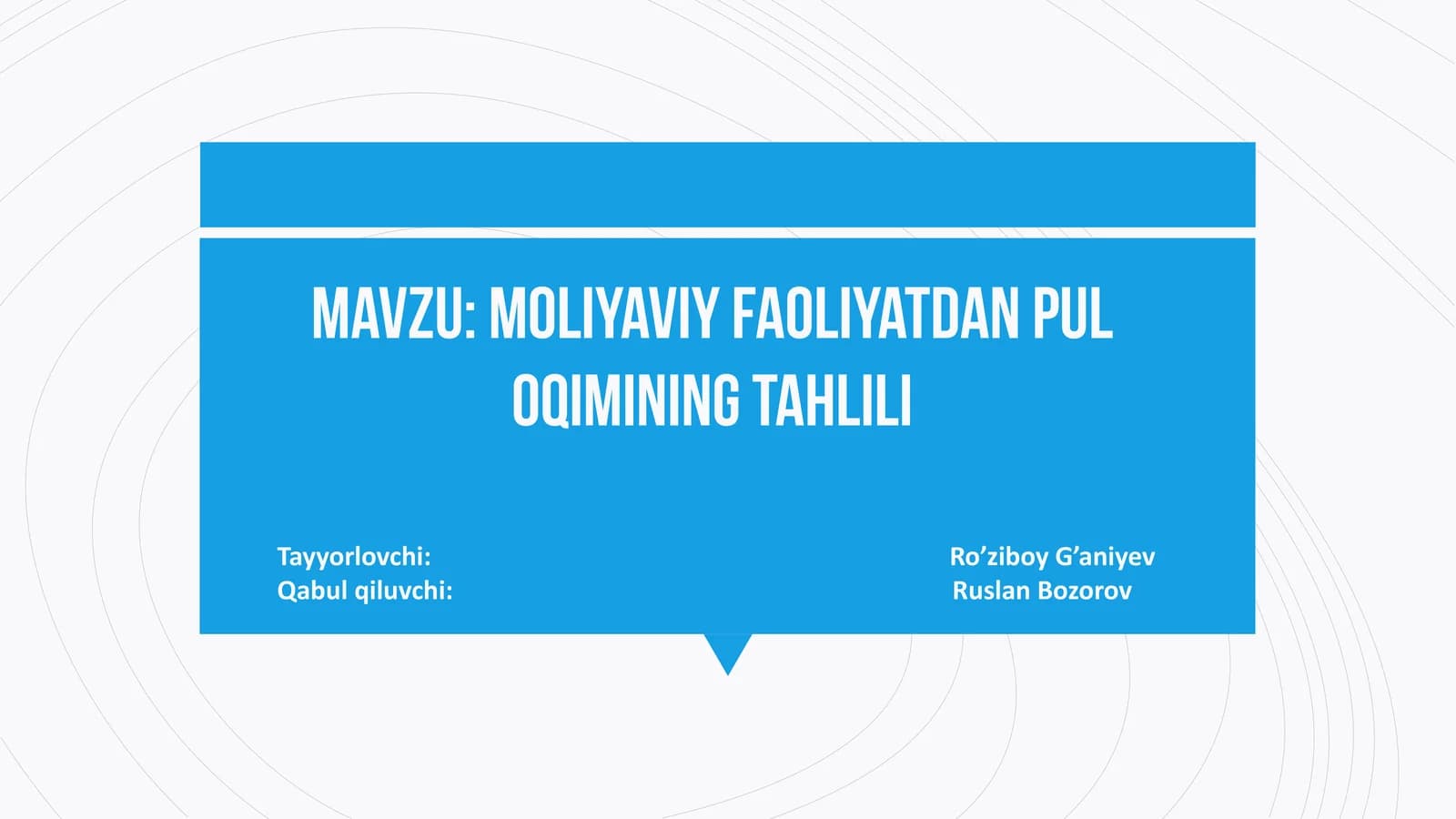 Moliyaviy faoliyatdan pul oqimining tahlili