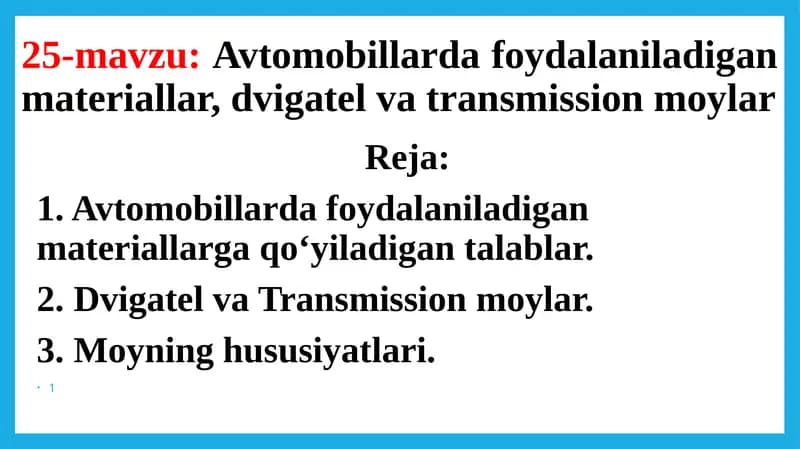 Avtomobil materiallari