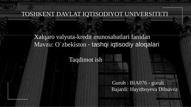 O`zbekiston-tashqiiqtisodiyaloqalari