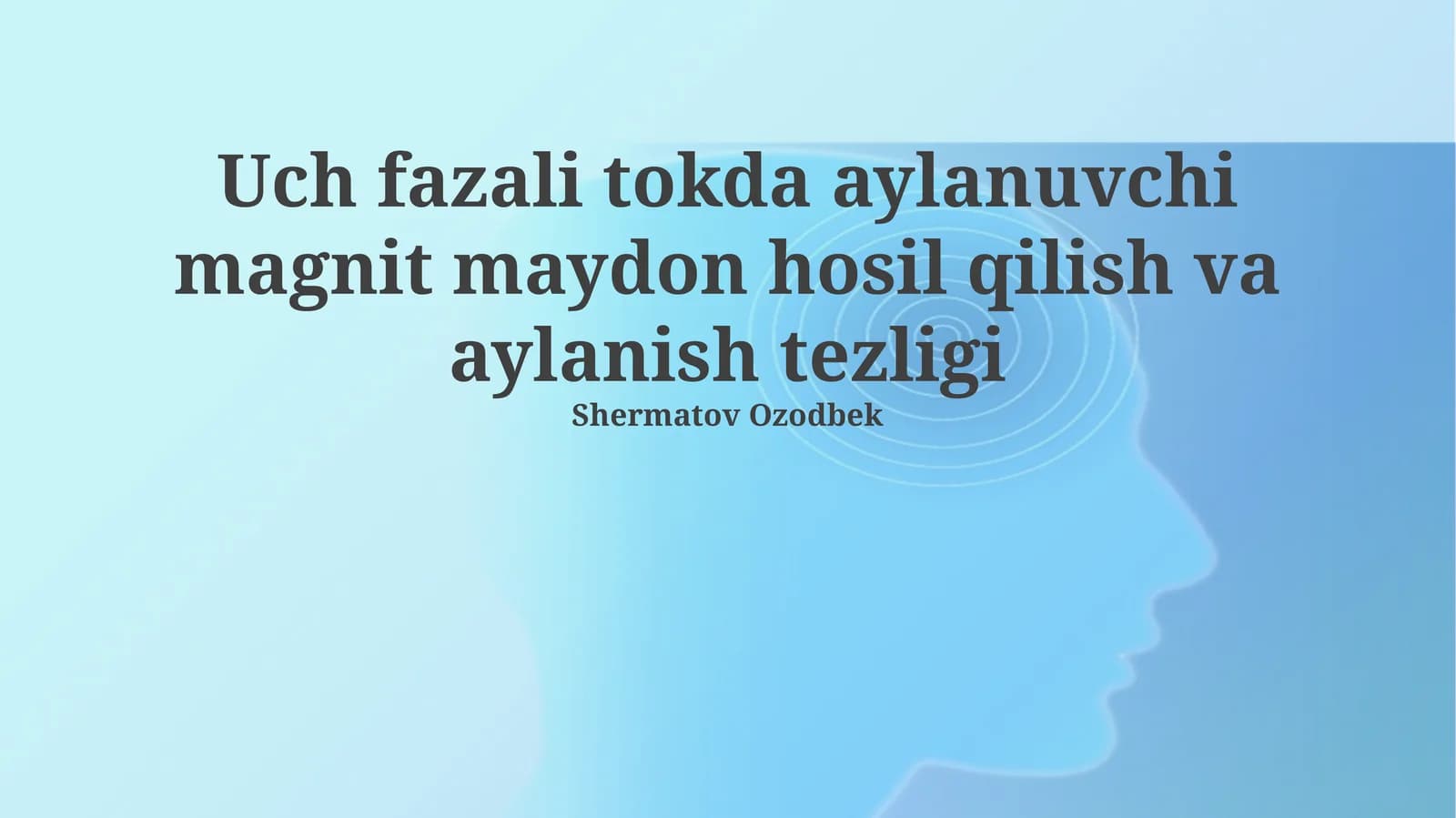 Uch fazali tokda aylanuvchi magnit maydon hosil qilish va aylanish tezligi