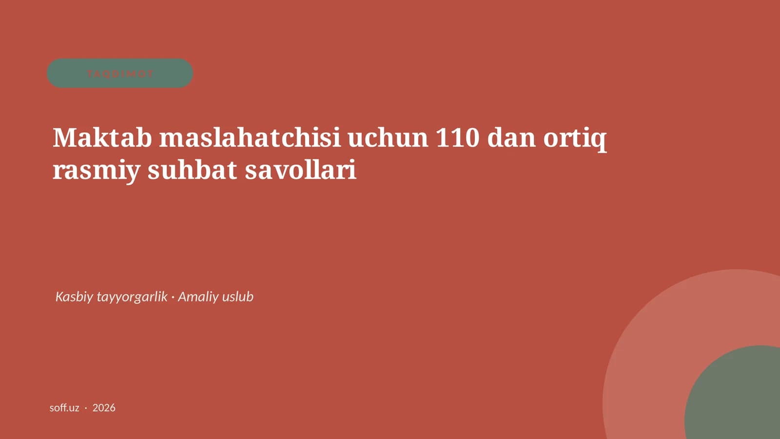 Maktab maslahatchisi uchun 110 dan ortiq rasmiy suhbat savollari
