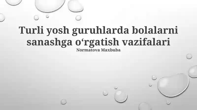 Bolalarni sanashga oʻrgatish vazifalari