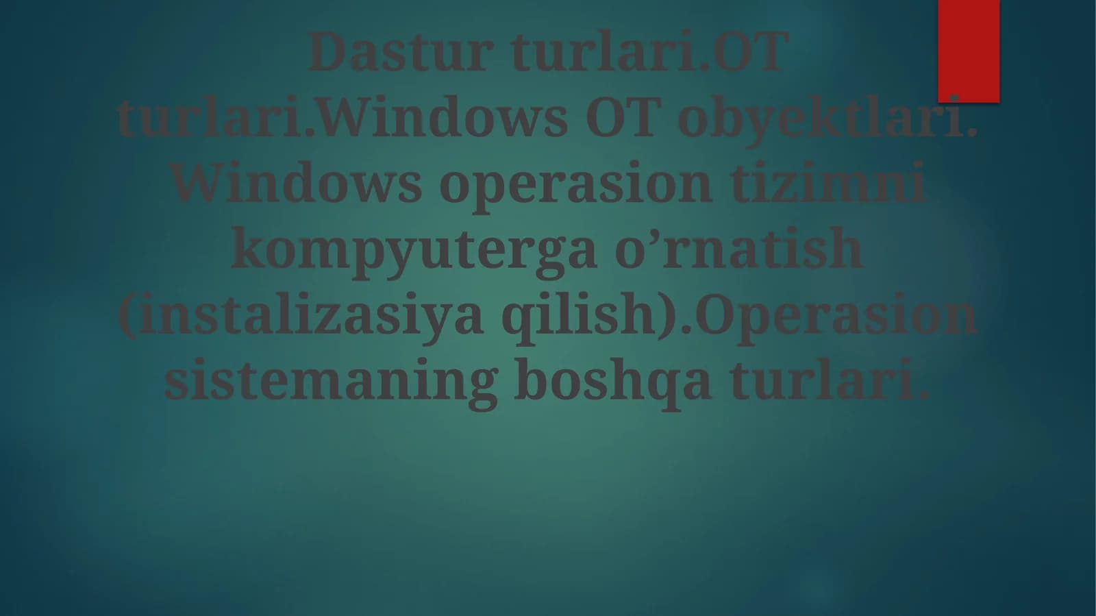 Windows Operatsion Sistemini O'rnatish
