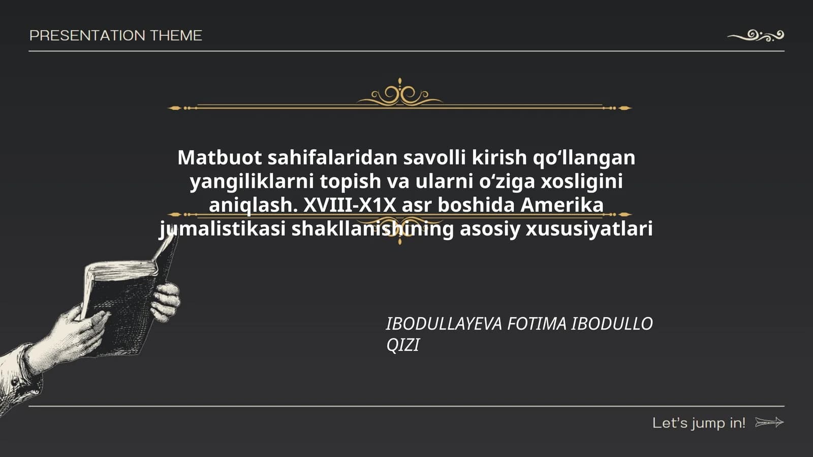 XVIII-X1X asr boshida Amerika jumalistikasi shakllanishining asosiy xususiyatlari