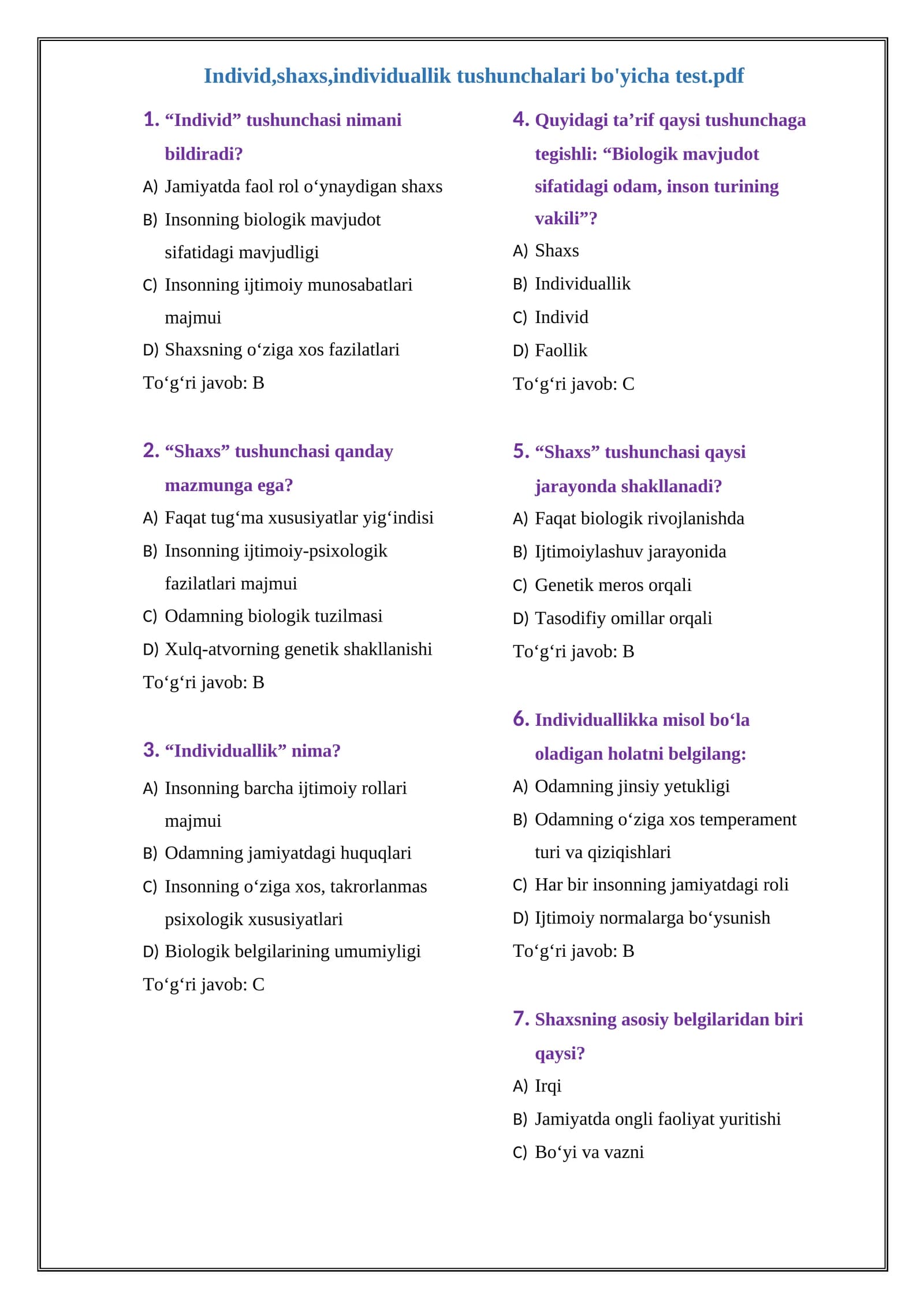 Individ,shaxs,individuallik tushunchalari bo'yicha test.pdf
