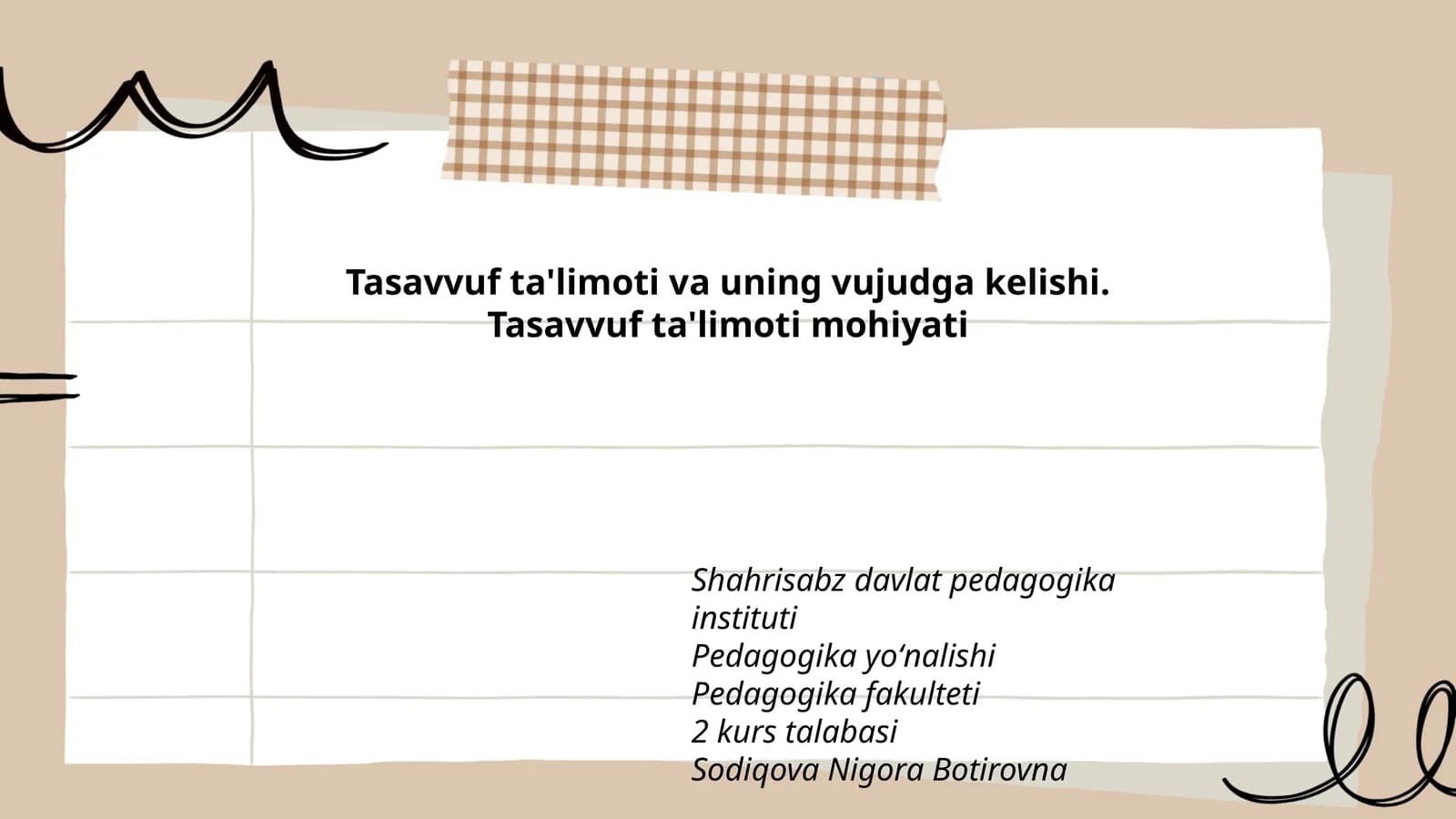 Tasavvuf ta'limoti va uning vujudga kelishi