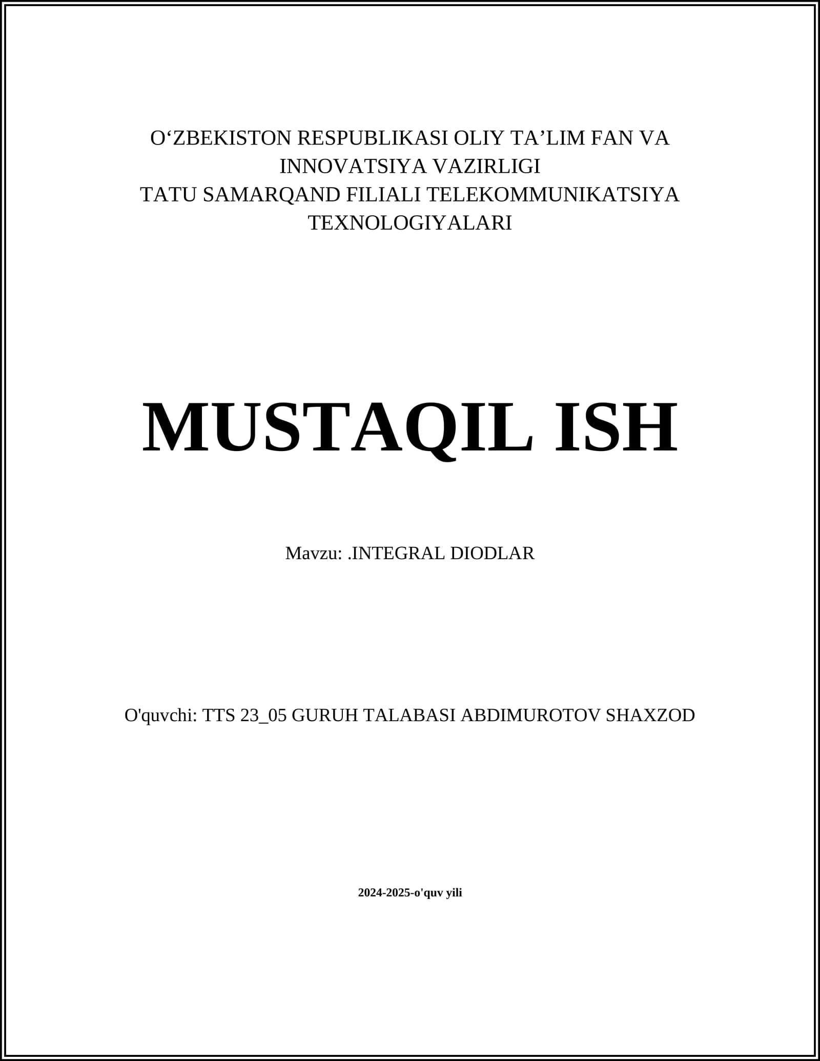 INTEGRAL DIODLAR