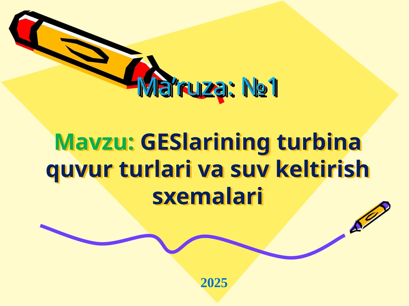 GESlarining turbina quvur turlari va suv keltirish sxemalari