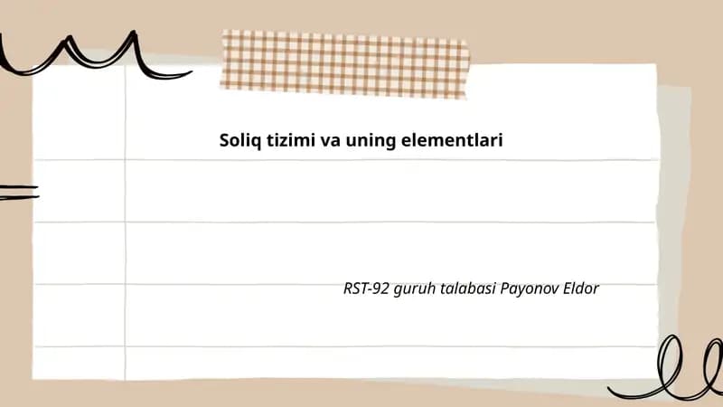Soliq tizimi va uning elementlari