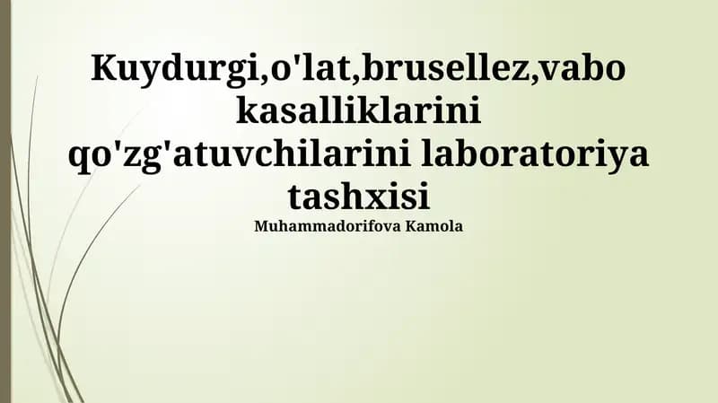Vabo, Brusellyoz va Vaxaning qoʻzgʻatuvchilarini laboratoriya diagnostikasi