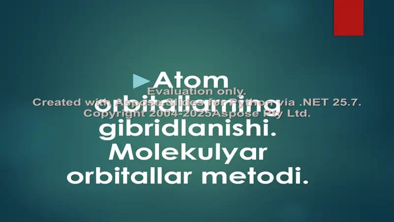 Atom orbitallarning gibridlanishi va Molekulyar orbitallar metodi