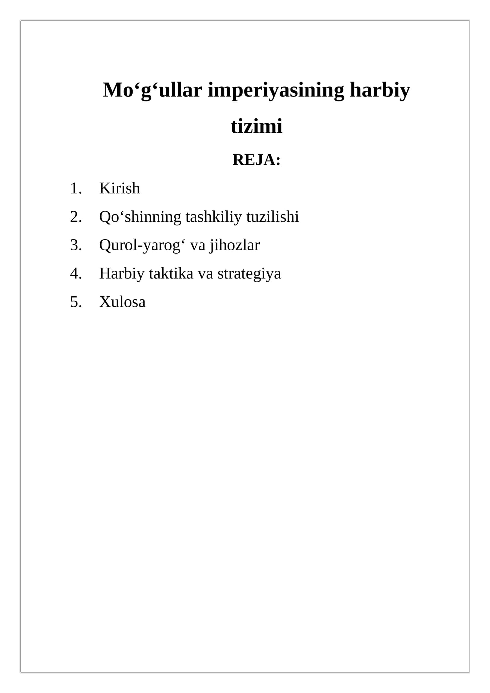 Moʻgʻullar imperiyasining harbiy  tizimi