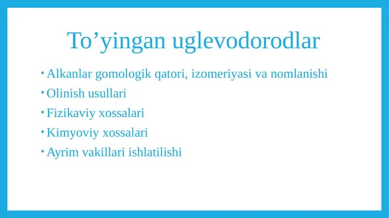 Toʻyingan uglevodorodlar