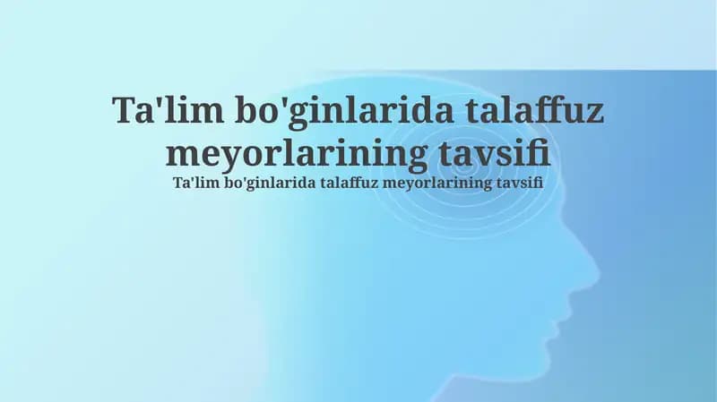 Talaffuz me'yorlarining tavsifi