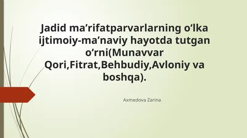 Jadid Ma'rifatparvarlarning Ta'lim va Madaniyatdagi Roli