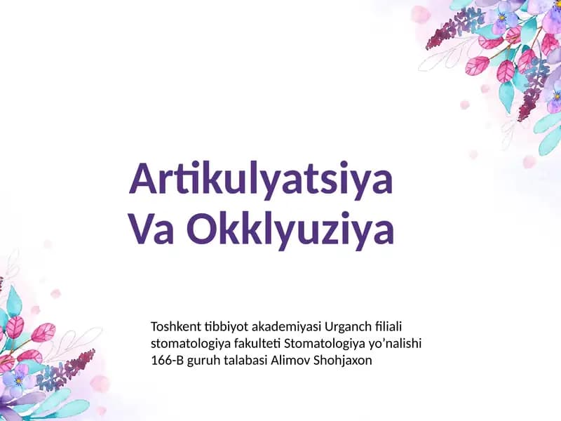 Artikulatsiya va okklyuziya
