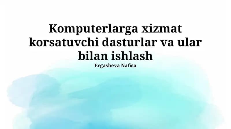 Kompyuter Xizmat Ko'rsatish Dasturlari