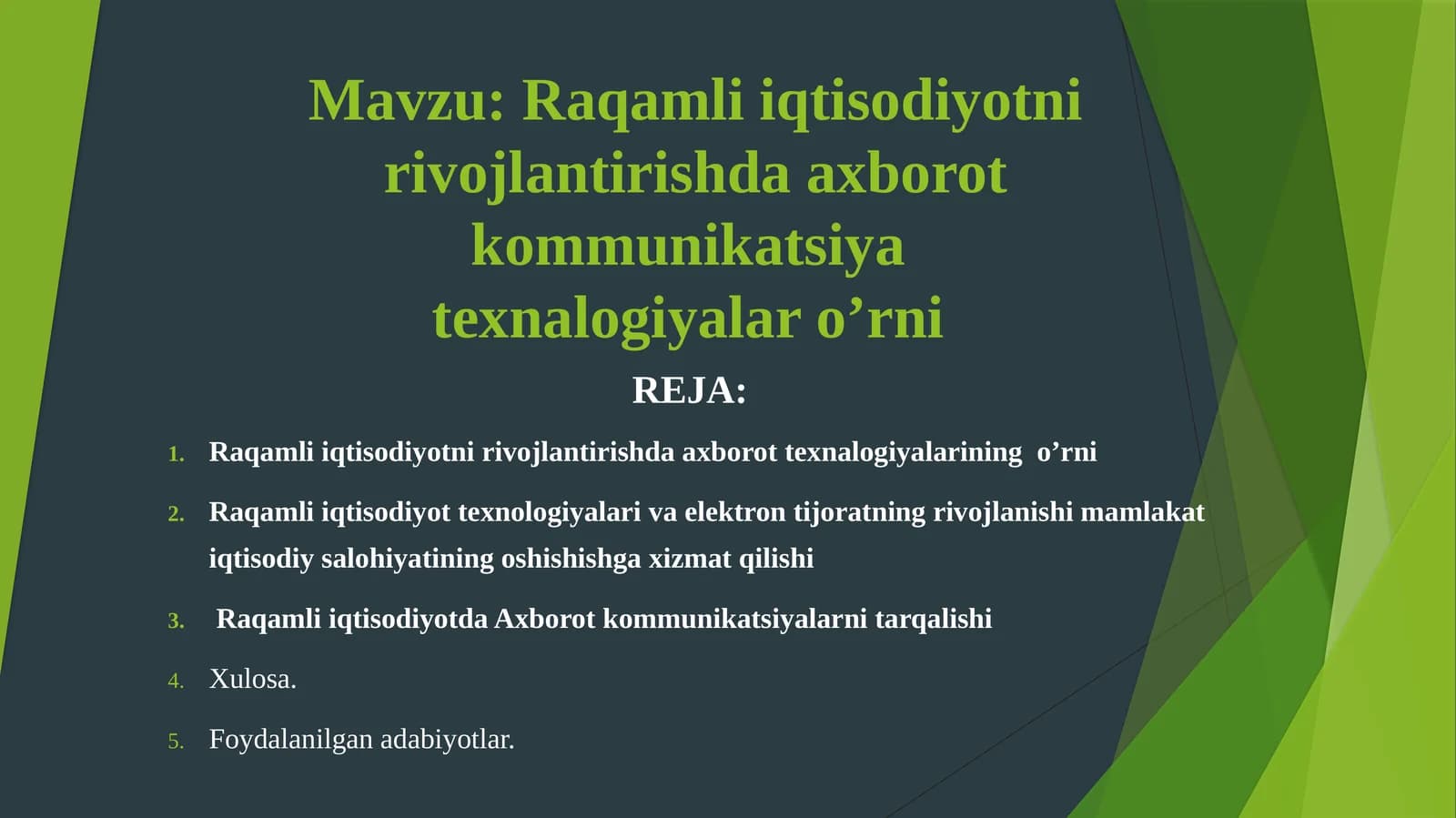 Raqamli iqtisodiyotni rivojlantirishda axborot kommunikatsiya texnologiyalari o'rni